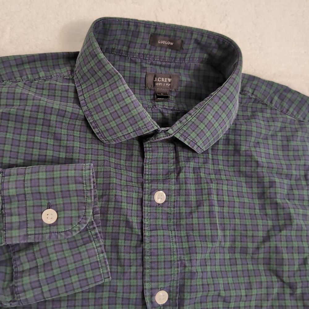 J. Crew LUDLOW Tartan Plaid Shirt Large EUC 100% 120's 2 Ply Cotton